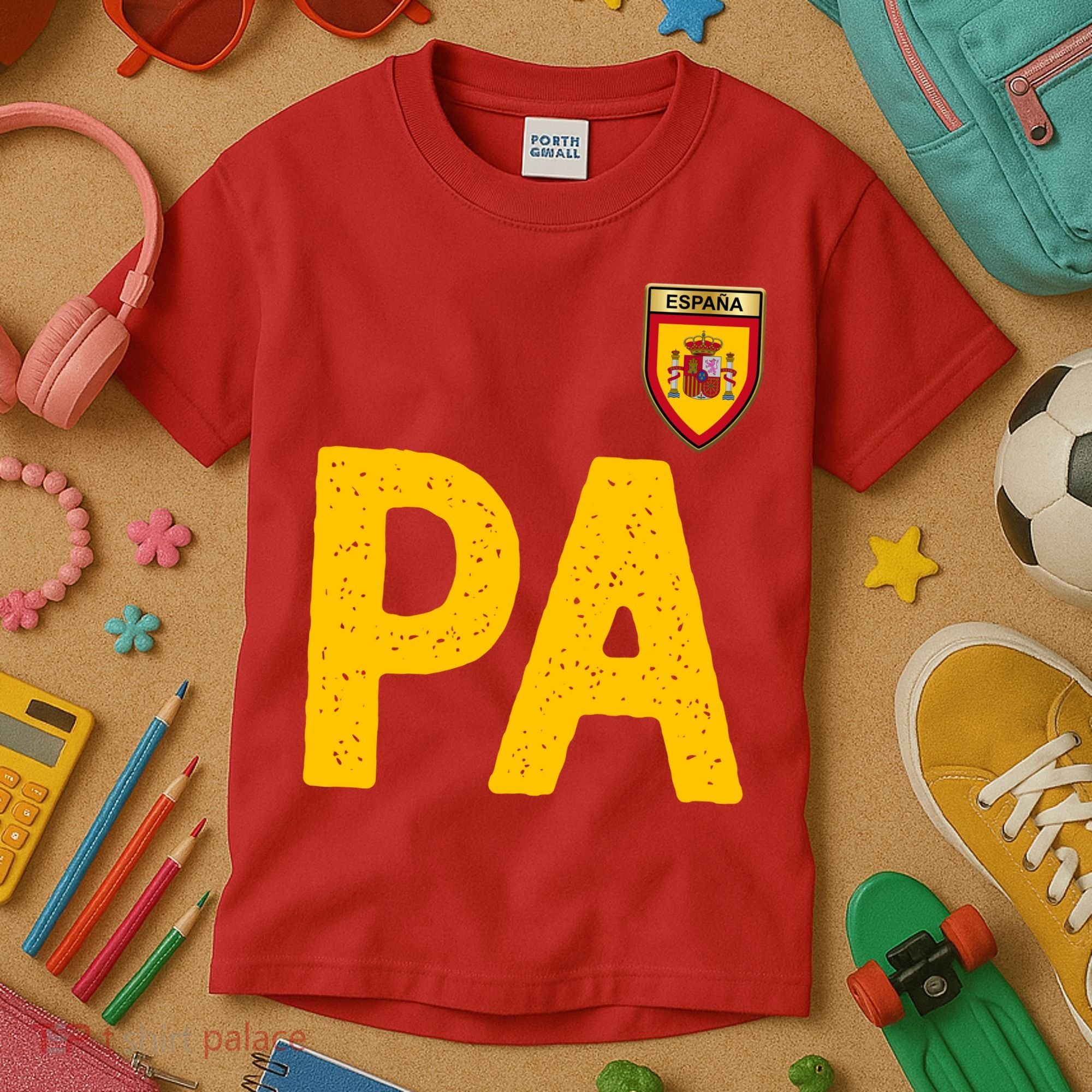 Spain España Human Flag Letter P And A Kids T-Shirt
