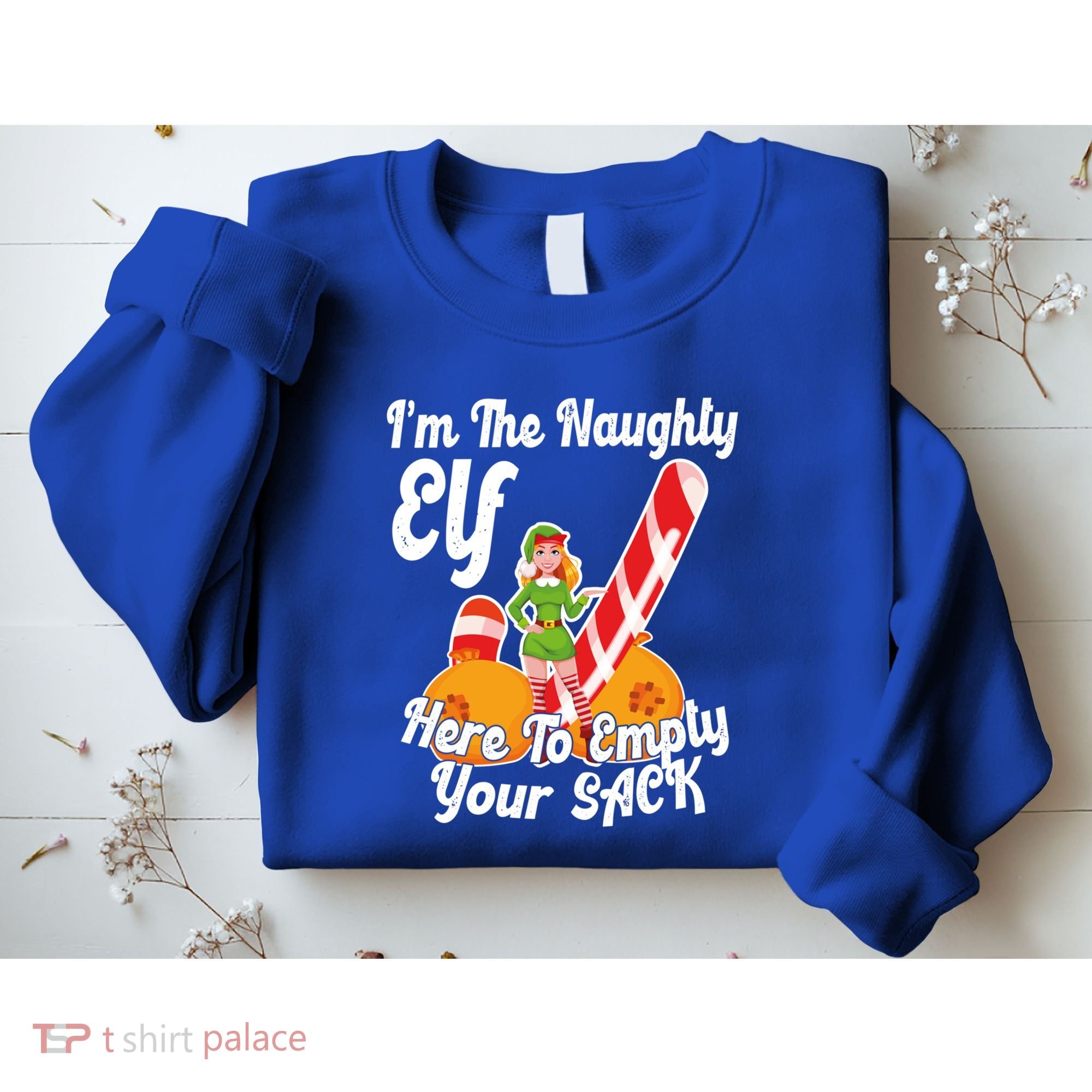 Sexy Elf Here Empty Your Sack Rude Naughty Christmas Candy Funny Gift Sweatshirt