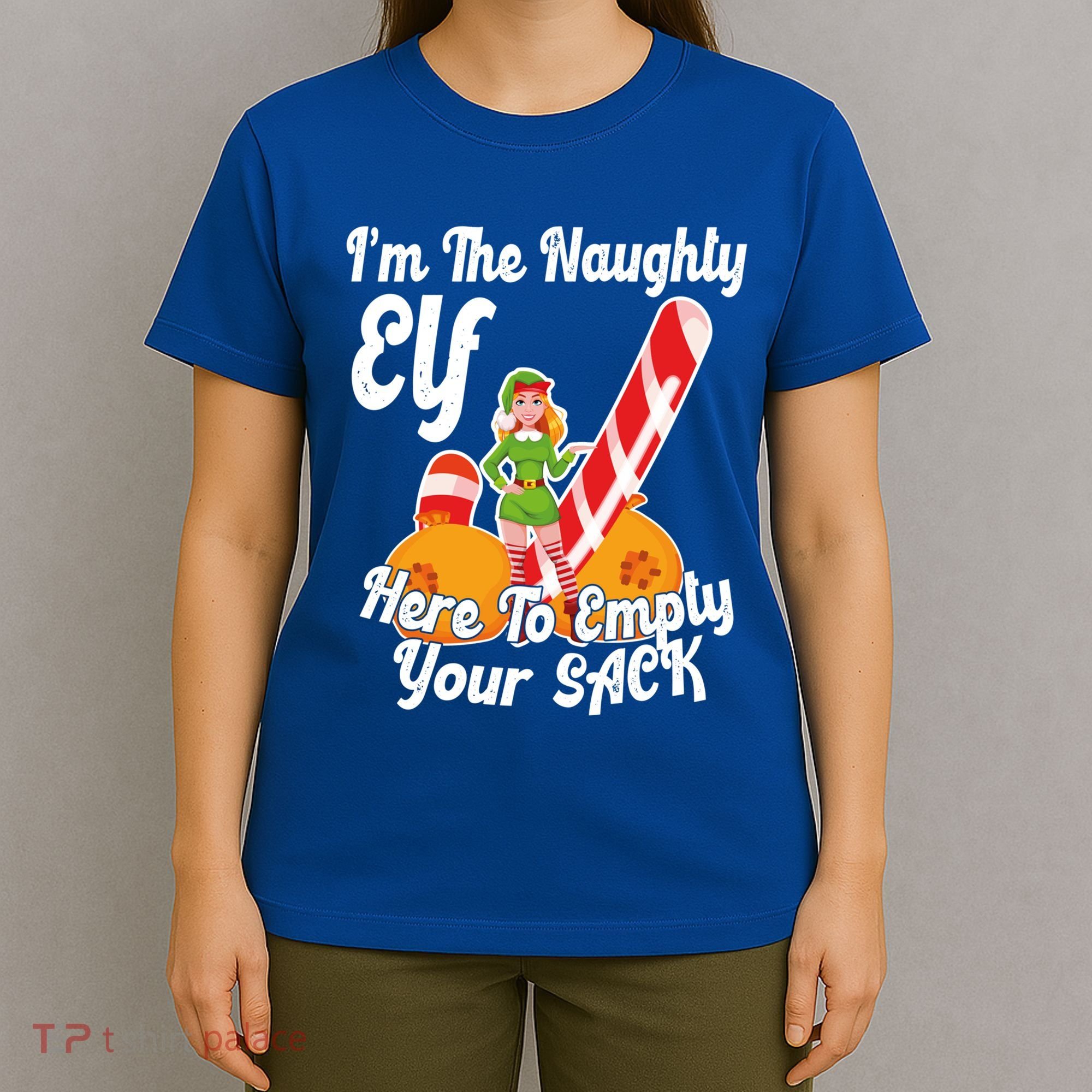 Sexy Elf Here Empty Your Sack Rude Naughty Christmas Candy Funny Gift T-Shirt