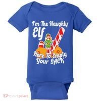 Sexy Elf Here Empty Your Sack Rude Naughty Christmas Candy Funny Gift Baby Bodysuit thumb 0