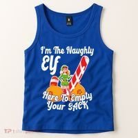 Sexy Elf Here Empty Your Sack Rude Naughty Christmas Candy Funny Gift Tank Top thumb 2