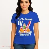 Sexy Elf Here Empty Your Sack Rude Naughty Christmas Candy Funny Gift Women's T-Shirt thumb 4