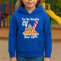 Sexy Elf Here Empty Your Sack Rude Naughty Christmas Candy Funny Gift Kids Hoodie thumb 3