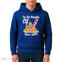 Sexy Elf Here Empty Your Sack Rude Naughty Christmas Candy Funny Gift Kids Hoodie thumb 4