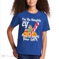 Sexy Elf Here Empty Your Sack Rude Naughty Christmas Candy Funny Gift Kids T-Shirt thumb 2