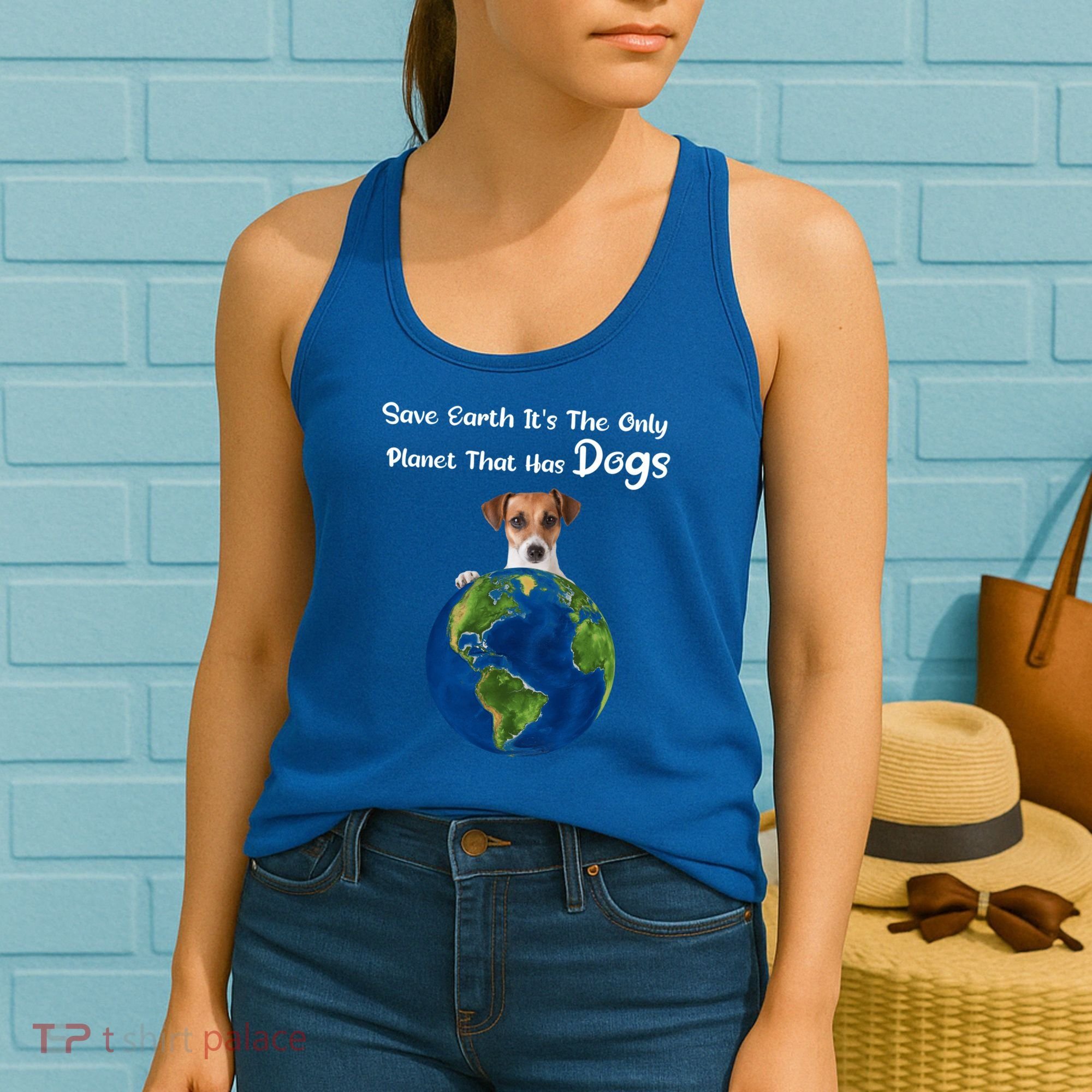 Save Earth Its The Only Planet That Has Dogs Earth Day Gift Women's Tank Top