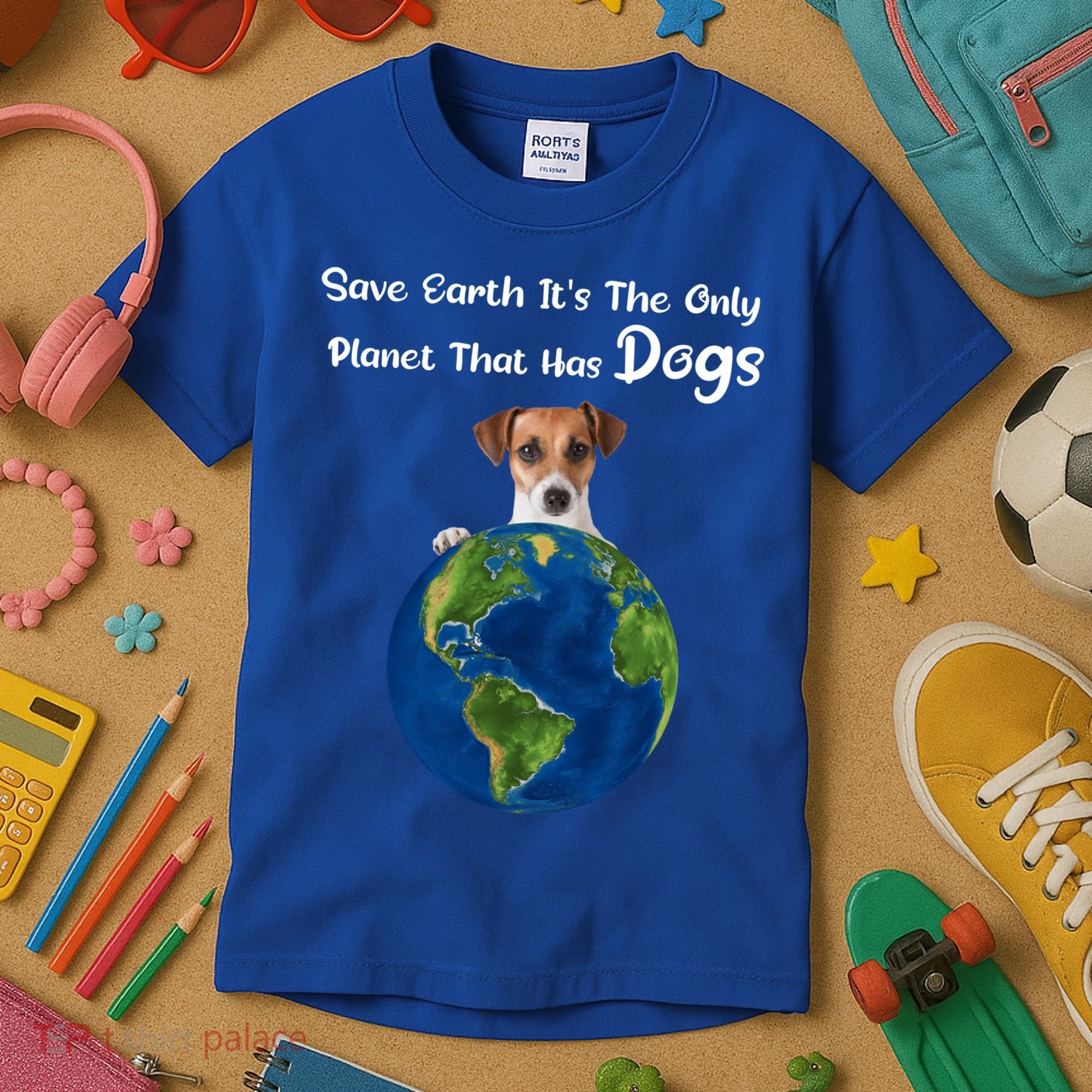 Save Earth Its The Only Planet That Has Dogs Earth Day Gift Kids T-Shirt