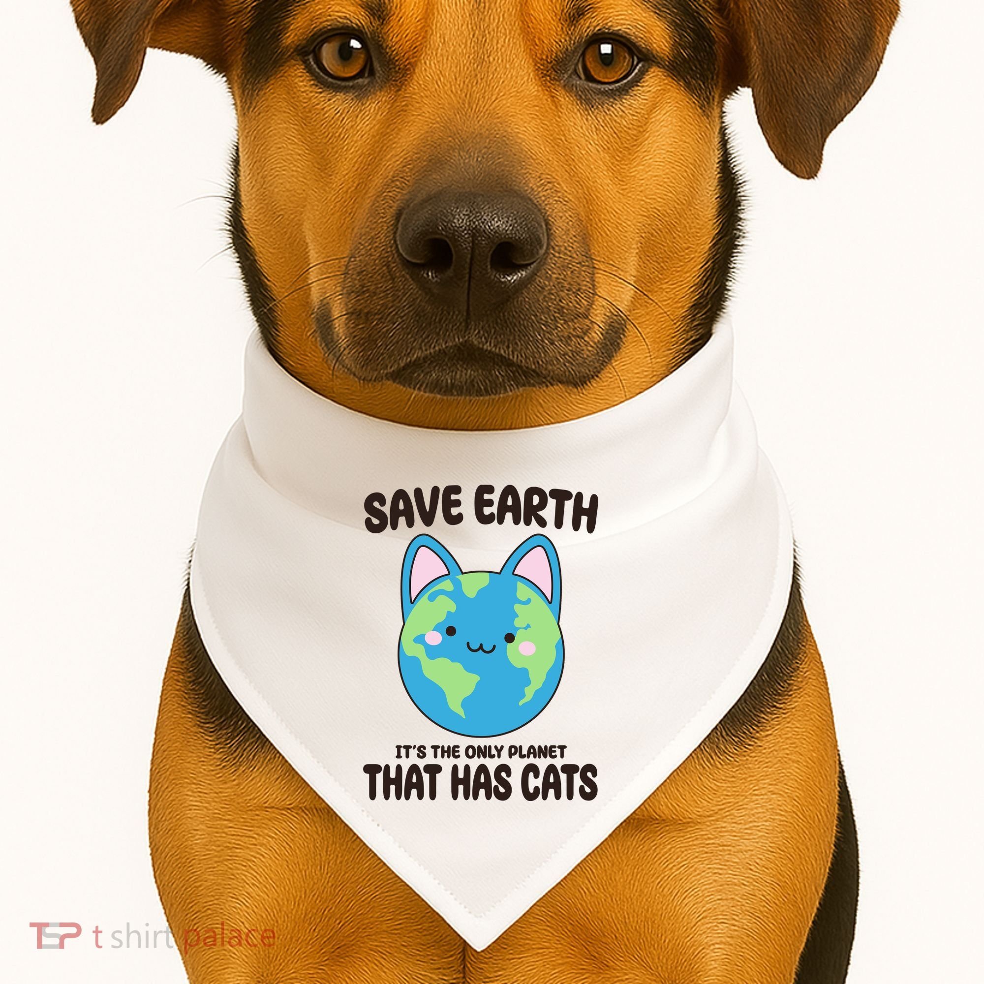 Save Earth It's The Only Planet That Has Cats Funny Cute USA-Made Doggie Bandana