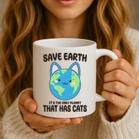 Save Earth It's The Only Planet That Has Cats Funny Cute Coffee Mug thumb 3