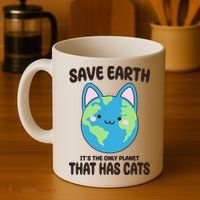 Save Earth It's The Only Planet That Has Cats Funny Cute Coffee Mug thumb 4