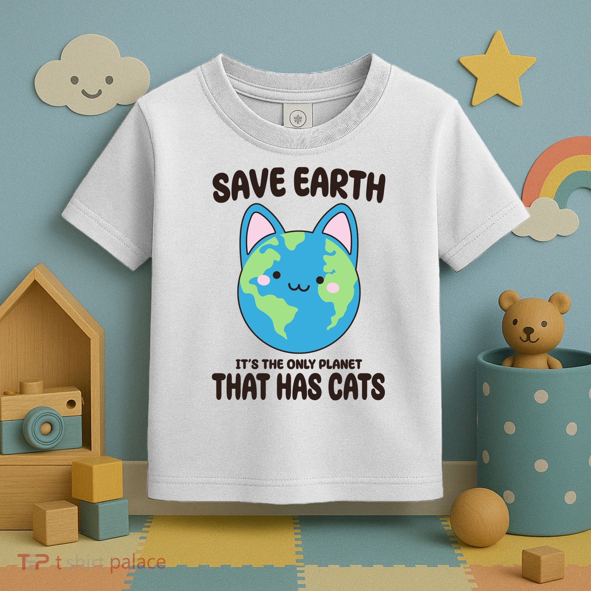 Save Earth It's The Only Planet That Has Cats Funny Cute Toddler T-Shirt
