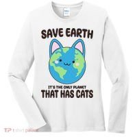 Save Earth It's The Only Planet That Has Cats Funny Cute Women's Long Sleeve Shirt thumb 0
