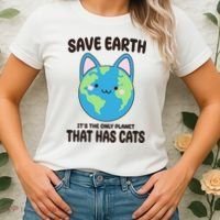 Save Earth It's The Only Planet That Has Cats Funny Cute Women's T-Shirt thumb 2