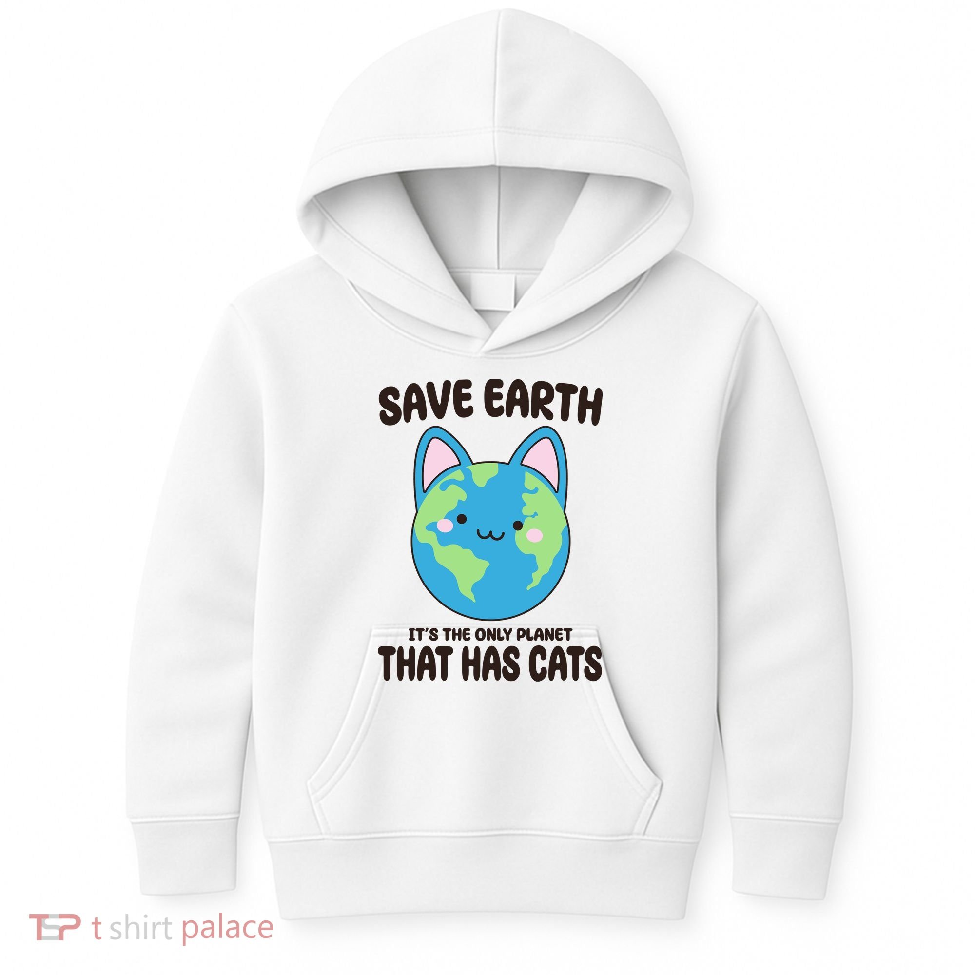 Save Earth It's The Only Planet That Has Cats Funny Cute Kids Hoodie