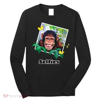Selfies - Chimp Funny Selfie Long Sleeve Shirt