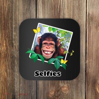 Selfies - Chimp Funny Selfie  Coaster