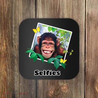 Selfies - Chimp Funny Selfie  Coaster