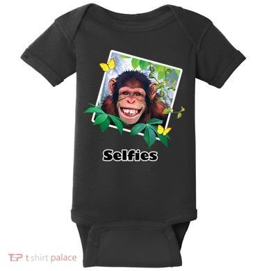 Selfies - Chimp Funny Selfie  Baby Bodysuit
