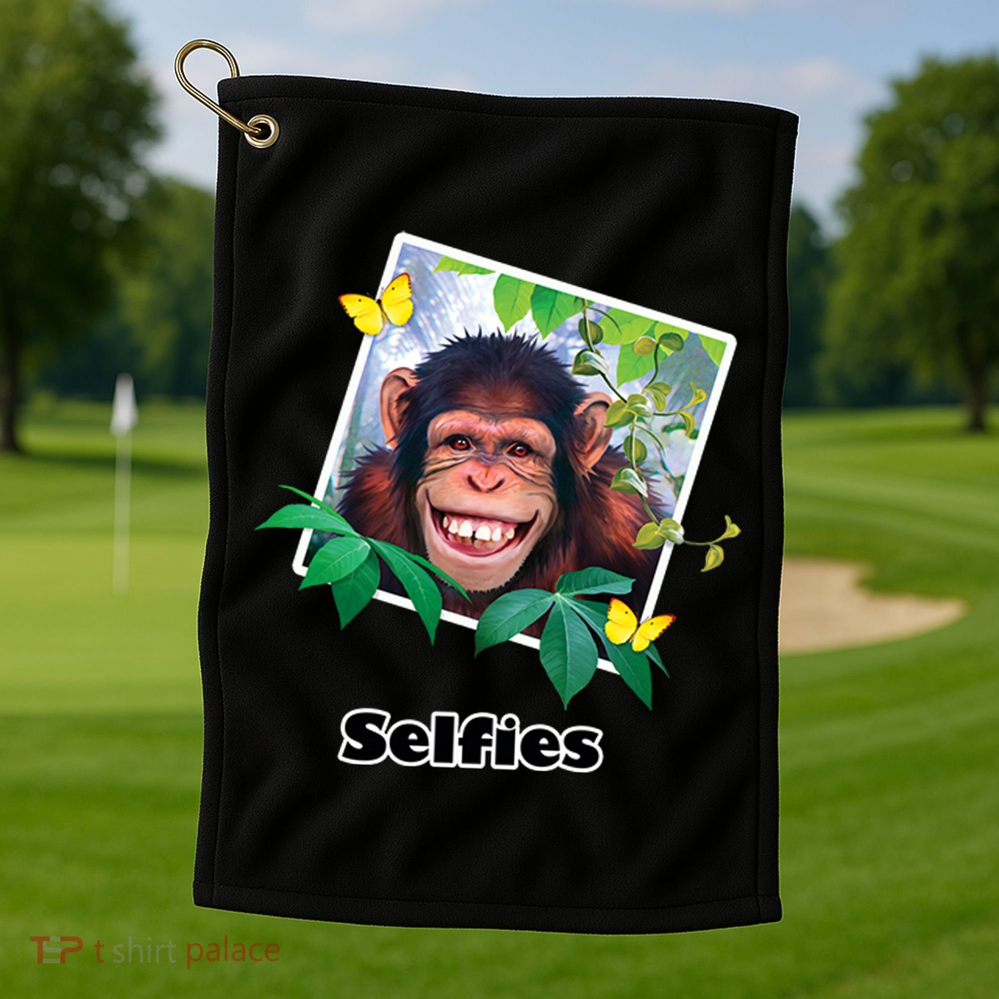 Selfies - Chimp Funny Selfie  Golf Towel
