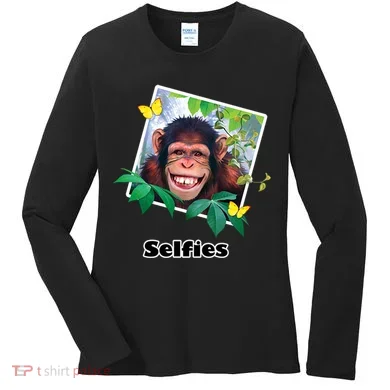 Selfies - Chimp Funny Selfie  Women's Long Sleeve Shirt
