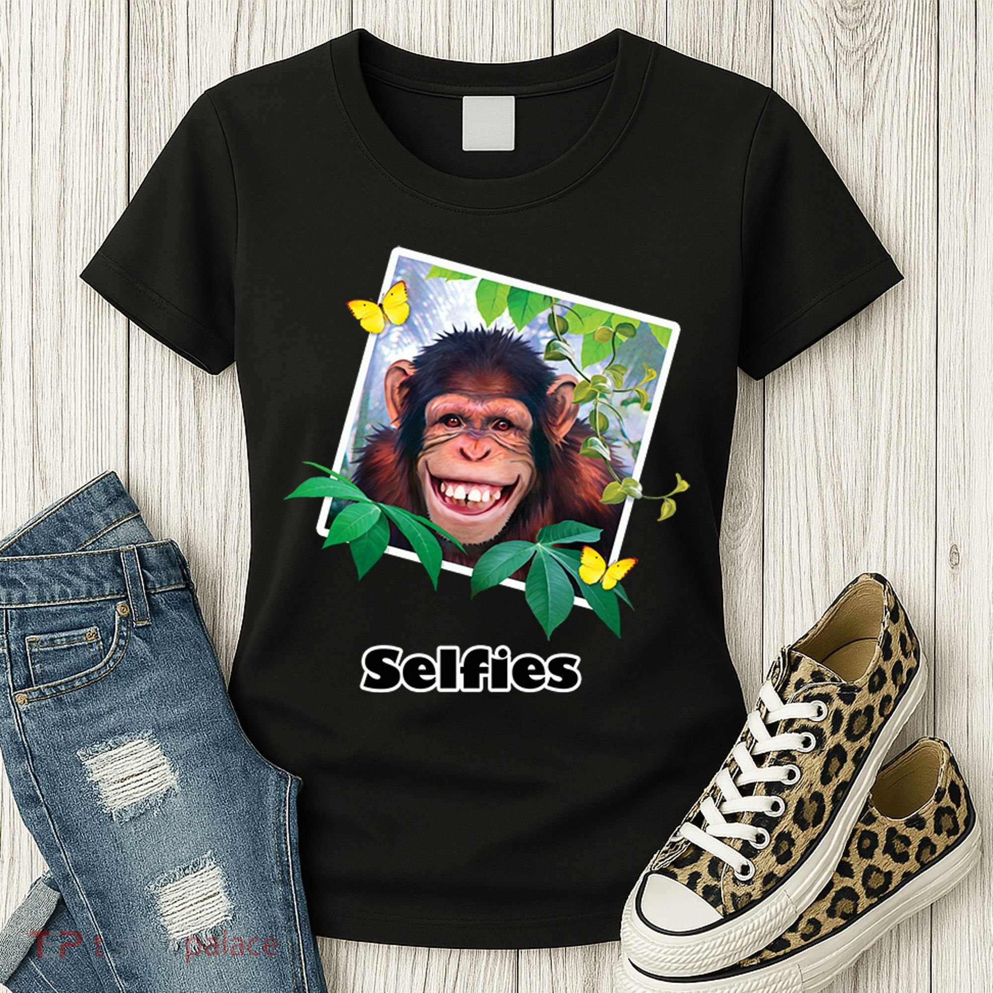 Selfies - Chimp Funny Selfie  Women's T-Shirt