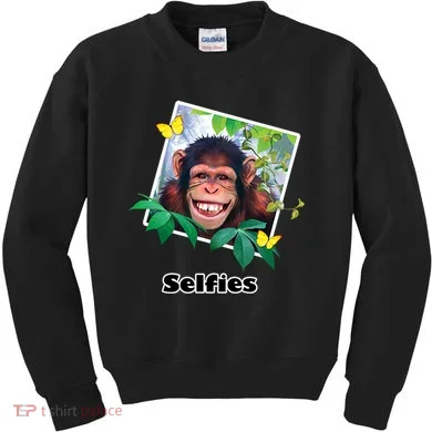 Selfies - Chimp Funny Selfie  Kids Sweatshirt