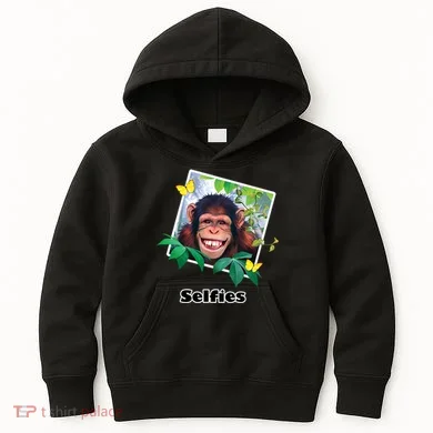 Selfies - Chimp Funny Selfie  Kids Hoodie