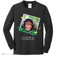 Selfies - Chimp Funny Selfie  Kids Long Sleeve Shirt thumb 0