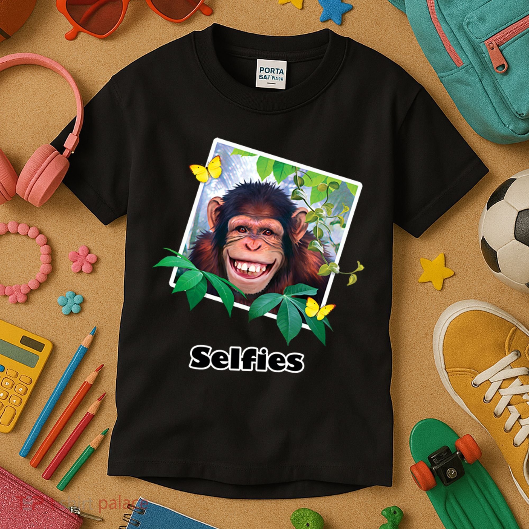 Selfies - Chimp Funny Selfie  Kids T-Shirt
