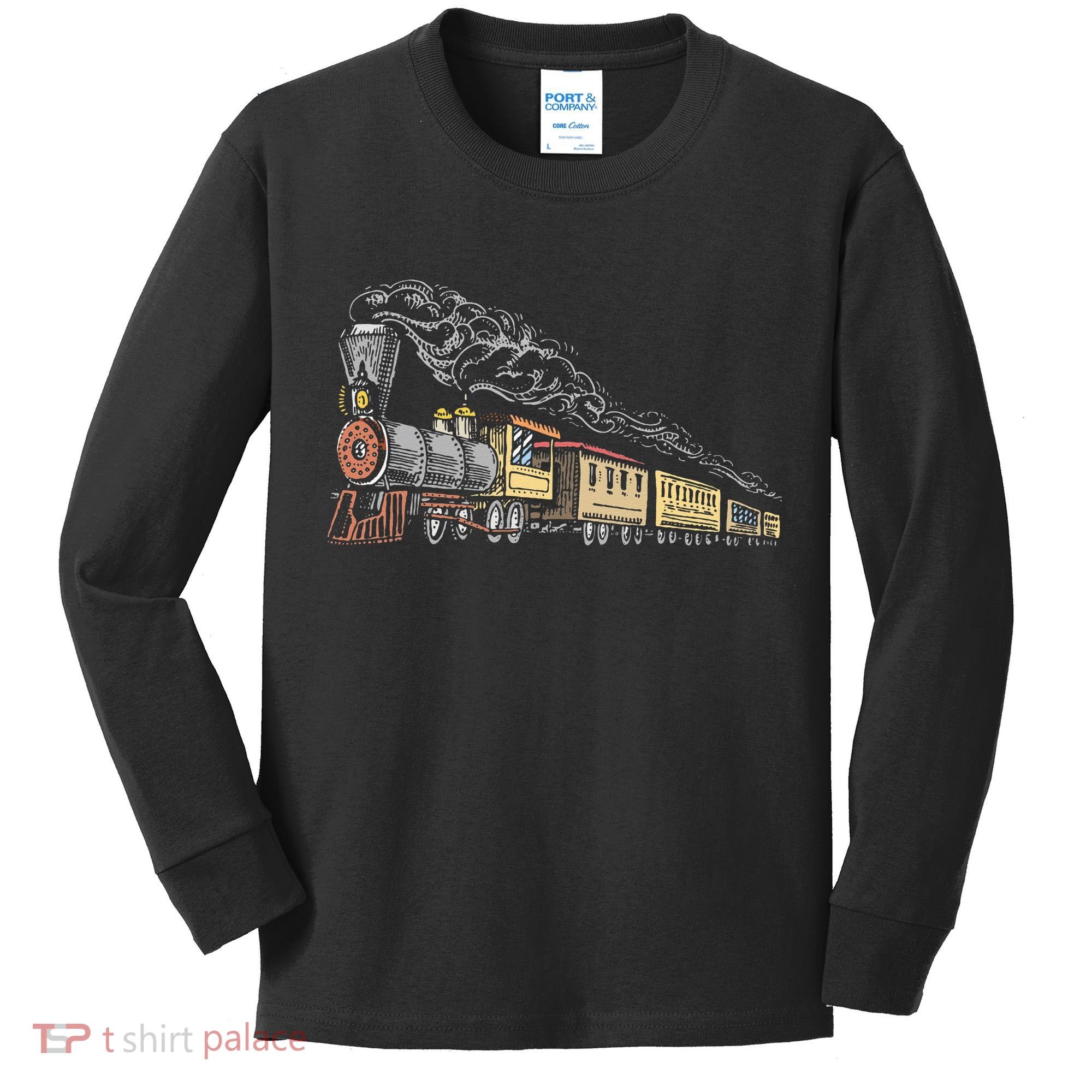 Steam Engine Model Train Lover Railwayman Driver Railroad Kids Long Sleeve Shirt