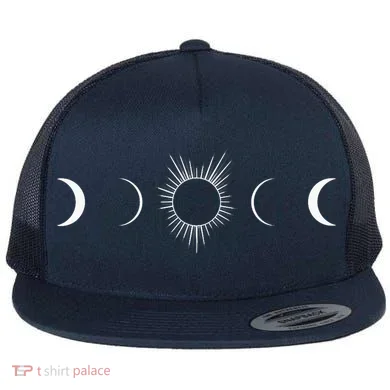 Solar Eclipse Moon Phases Totality Flat Bill Trucker Hat