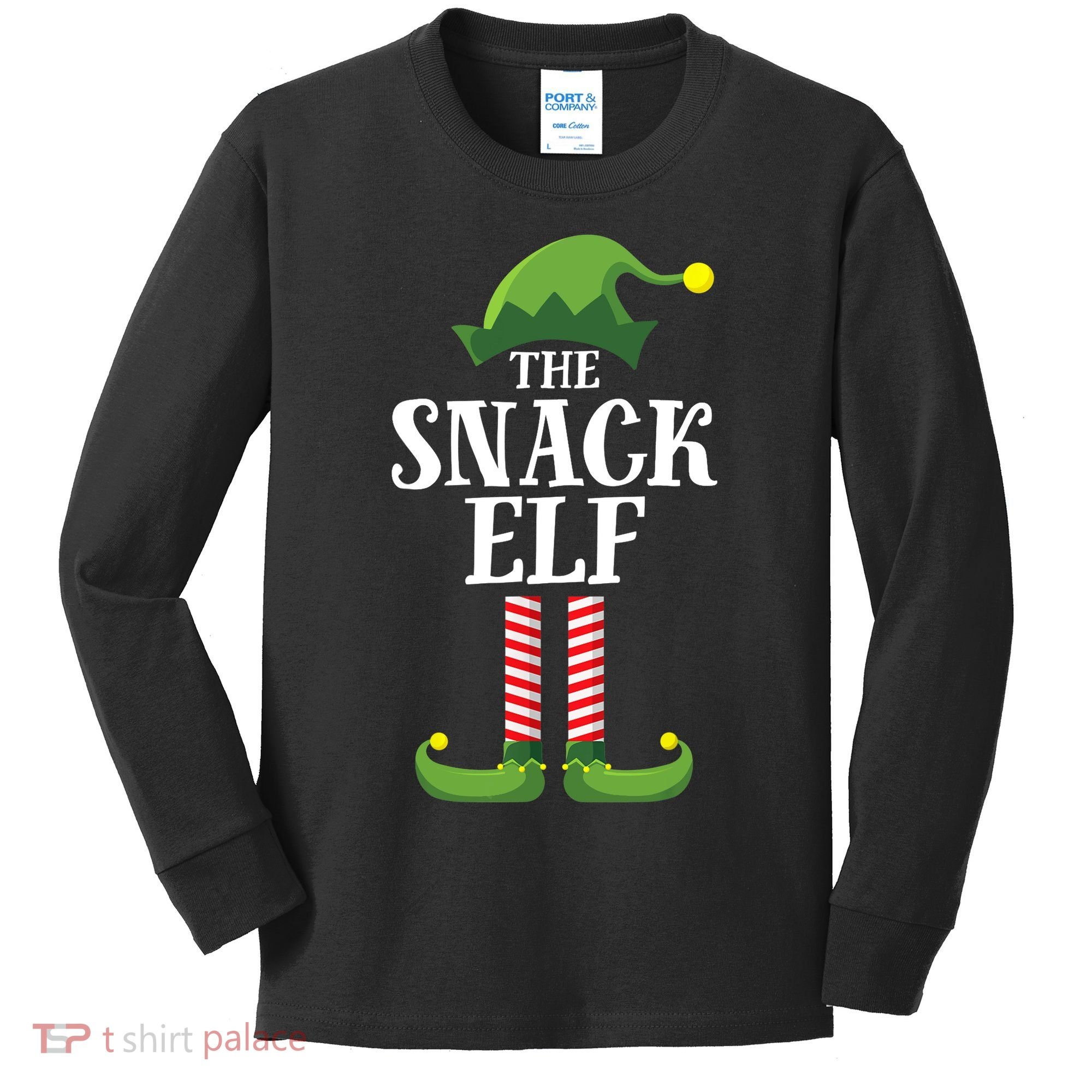 Snack Elf Matching Family Group Christmas Party Kids Long Sleeve Shirt