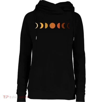 Solar Eclipse Moon Womens Funnel Neck Pullover Hood