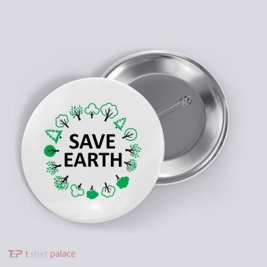 Save Earth Nature Trees Button