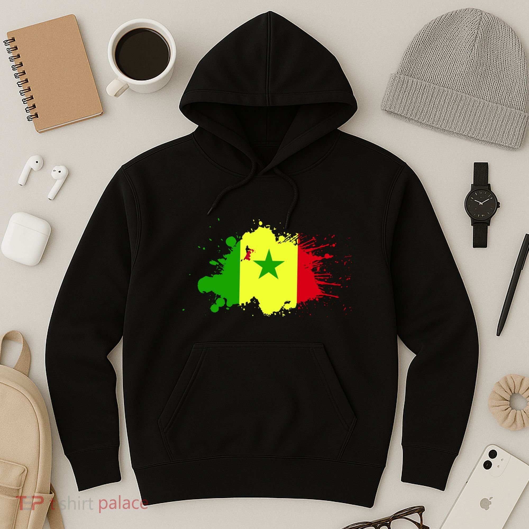Senegal Flag Grunge Hoodie