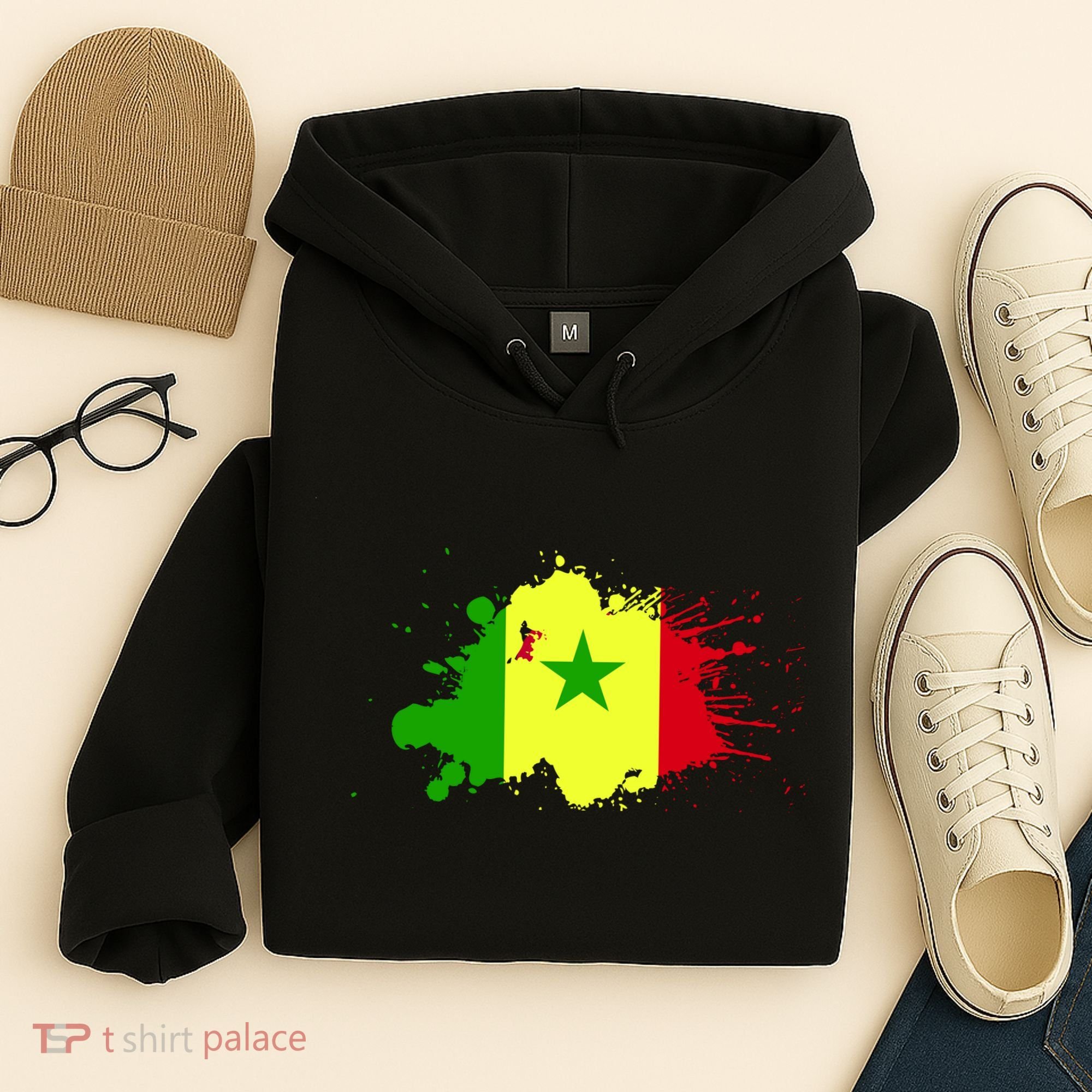 Senegal Flag Grunge Hoodie