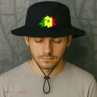 Senegal Flag Grunge Bucket Hat thumb 2