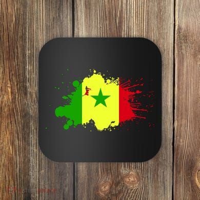 Senegal Flag Grunge Coaster