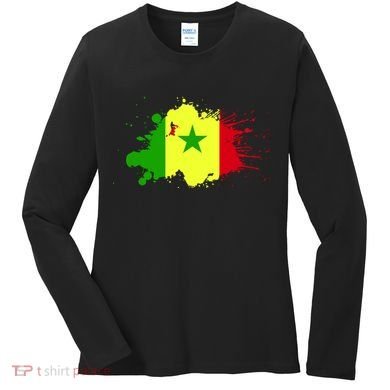 Senegal Flag Grunge Women's Long Sleeve Shirt