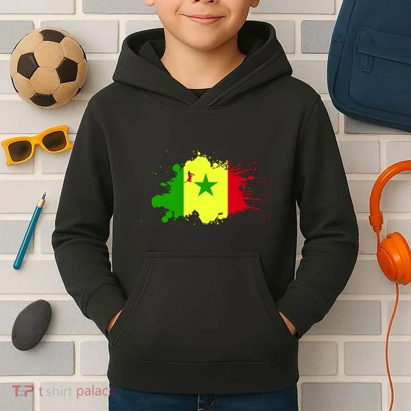 Senegal Flag Grunge Kids Hoodie