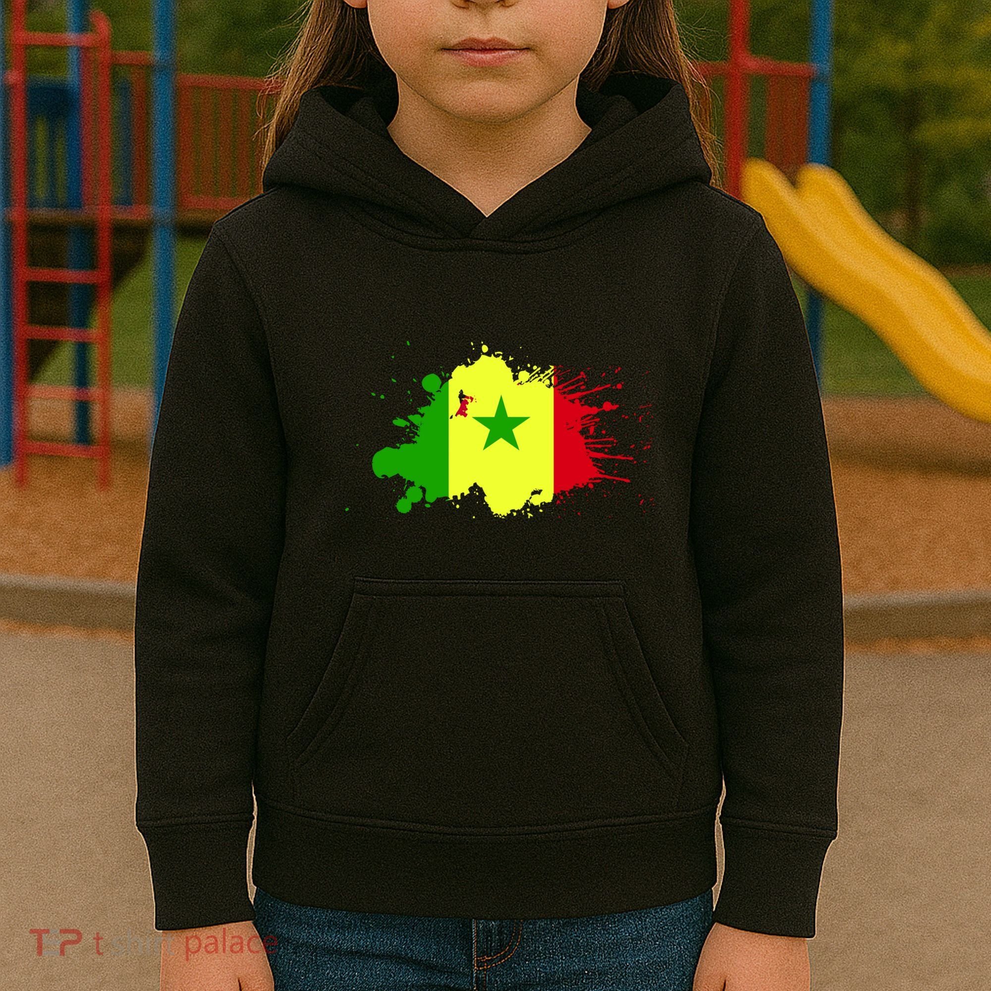 Senegal Flag Grunge Kids Hoodie