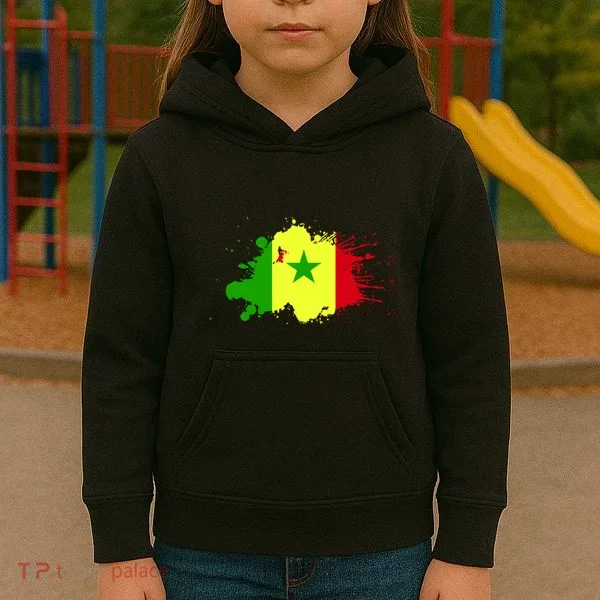 Senegal Flag Grunge Kids Hoodie