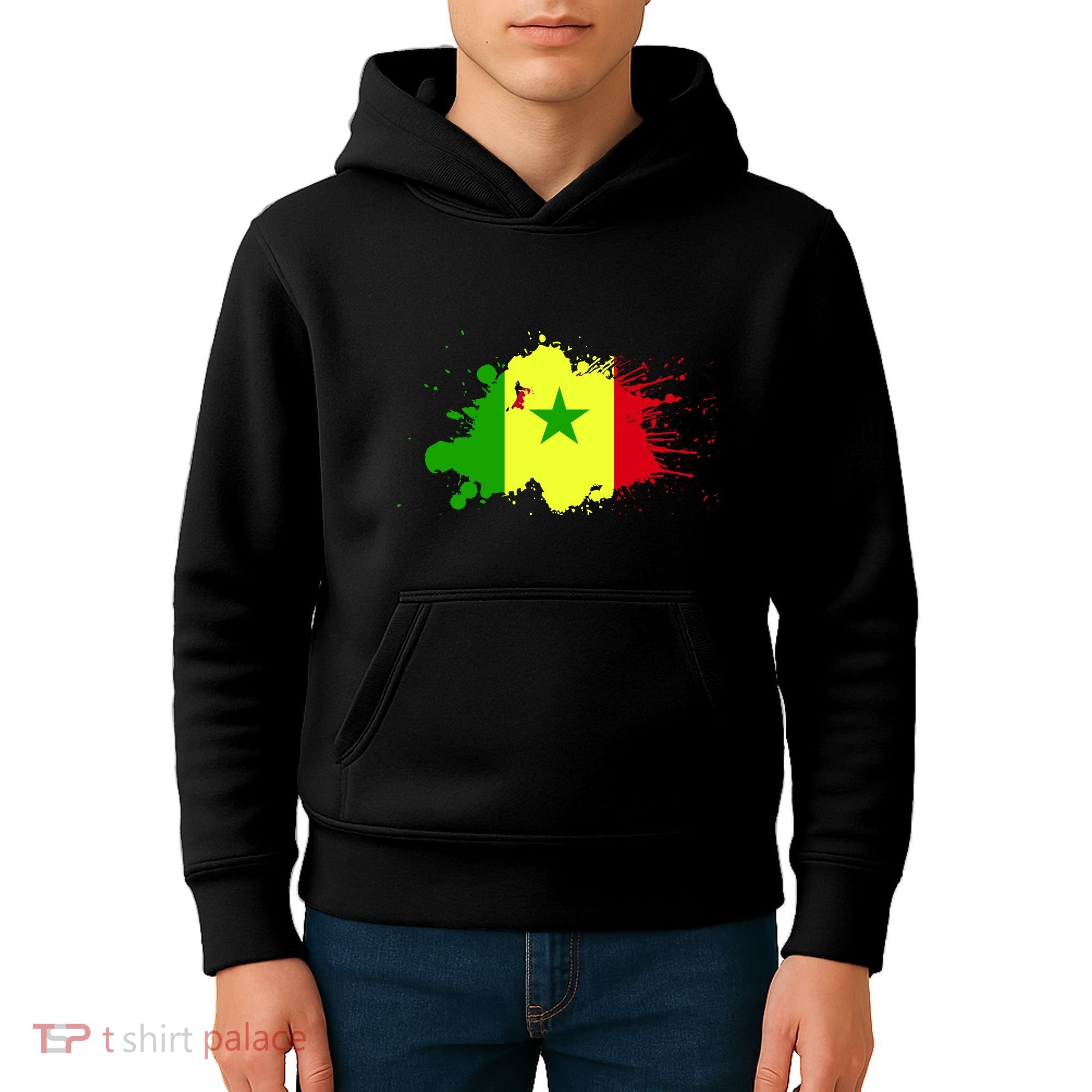 Senegal Flag Grunge Kids Hoodie