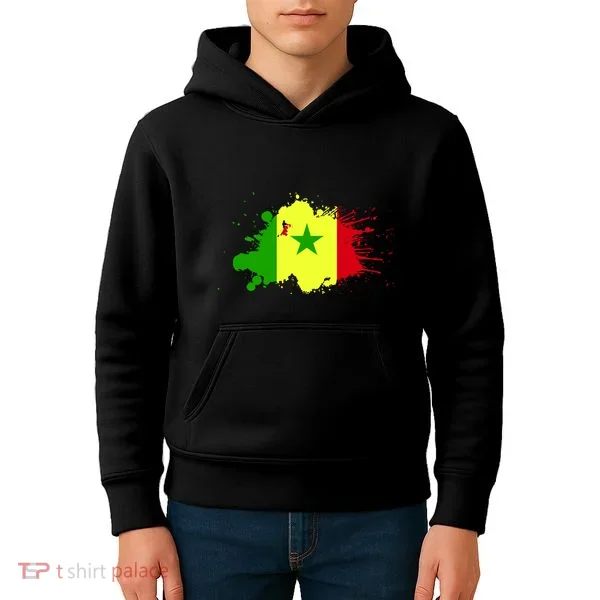 Senegal Flag Grunge Kids Hoodie