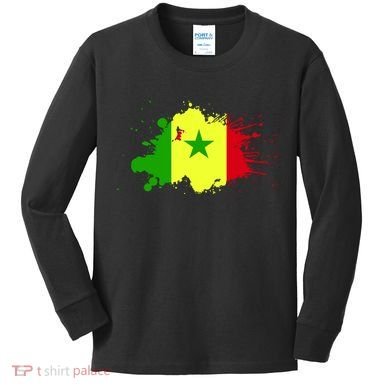 Senegal Flag Grunge Kids Long Sleeve Shirt