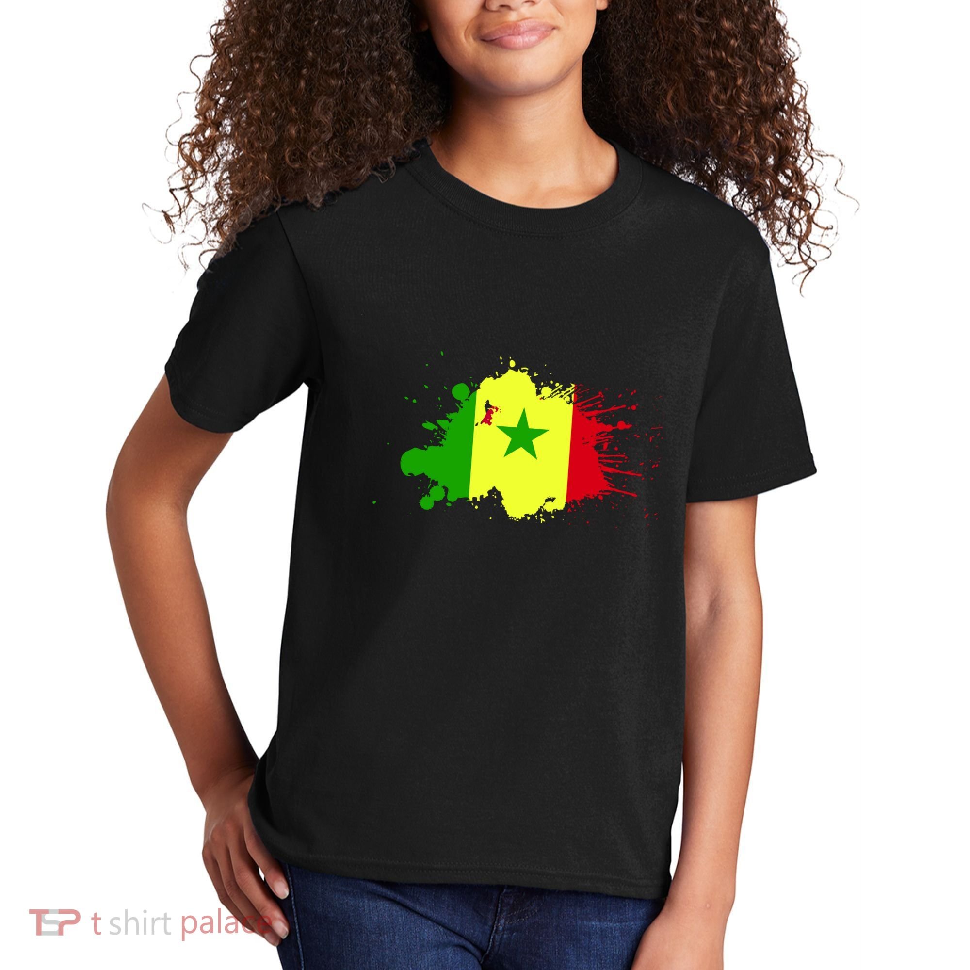 Senegal Flag Grunge Kids T-Shirt