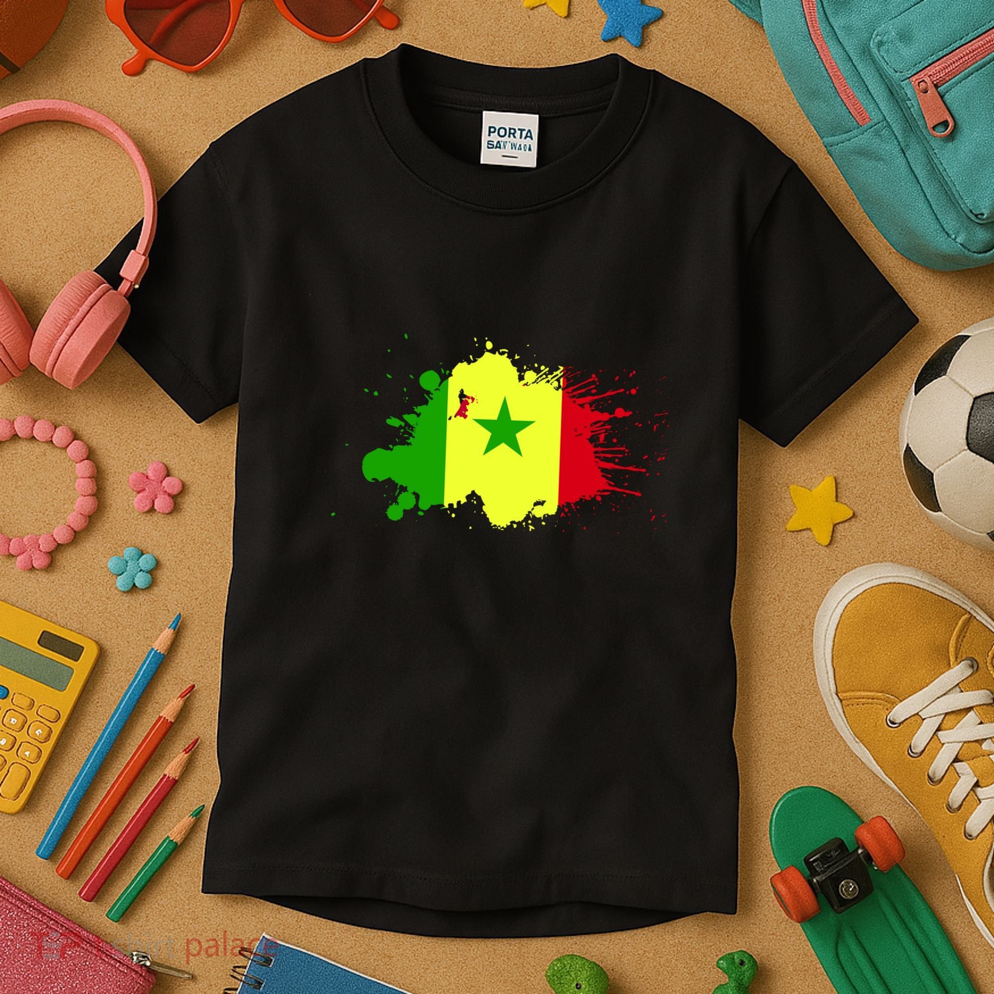 Senegal Flag Grunge Kids T-Shirt