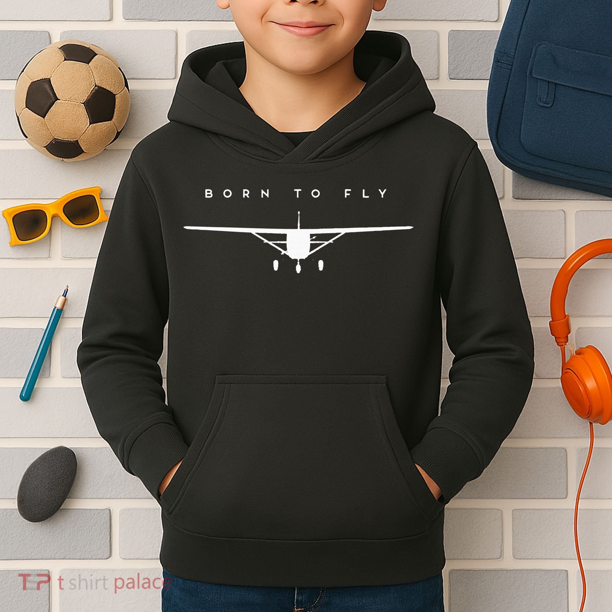 Single Engine Prop Airplane Born to Fly Kids Hoodie