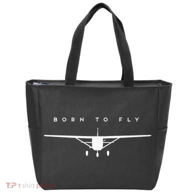Single Engine Prop Airplane Born to Fly Tote Bag
