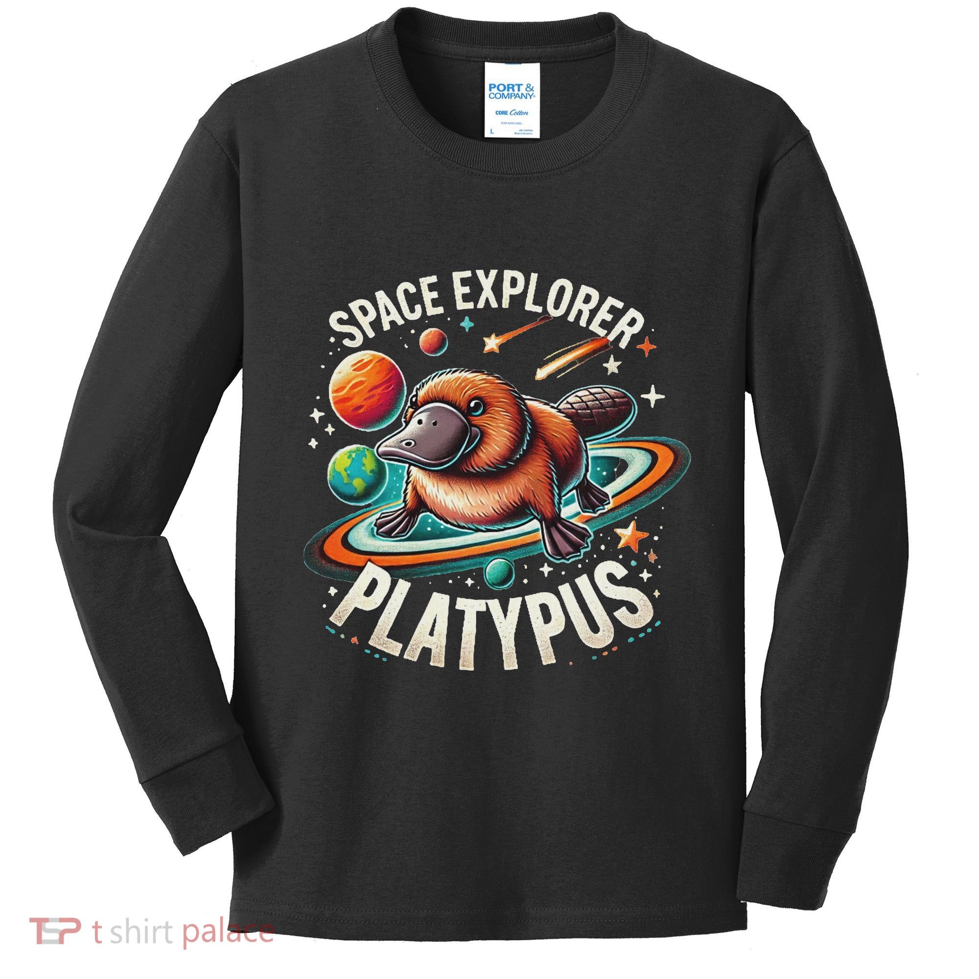 Space Explorer Platypus Platypus VenomPlatypus Flosser Kids Long Sleeve Shirt